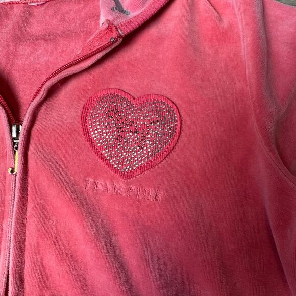 Y2K Vintage Victoria’s Secret PINK Velour Bling Jacket Size XS Hooded RARE - Picture 4 of 7